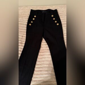 White House Black Market Black Cropped Pants with Gold Buttons